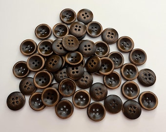 Distressed Brown Wood Buttons (BTN-33) - pack of 4