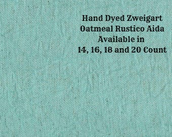 Miss Tilly's Teal Rustic Aida (OR-DDA-41) ~ Hand Dyed Zweigart Oatmeal Rustico Cross Stitch Fabric from Vintage NeedleArts
