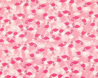 Pink Flamingo Allover Calico Fabric ~ 100% quilter's cotton sewing/quilting bright tropical summer birds
