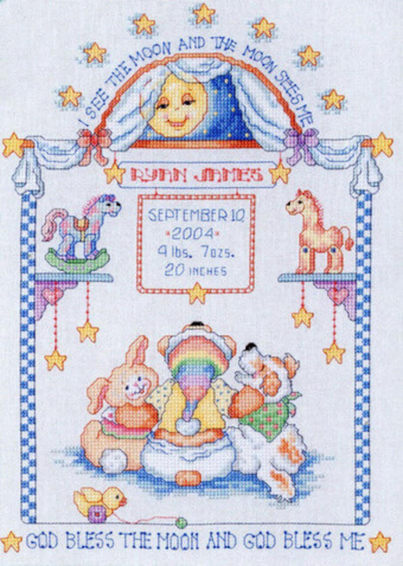 I See the Moon Birth Announcement by Kooler Classic Charts Etsy