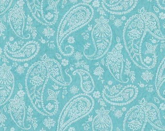 FAT QUARTER ~ Paisley Embossed Cotton (Miss Tilly's Teal) ~ Hand Dyed Fabric from Vintage NeedleArts 18x22 inches