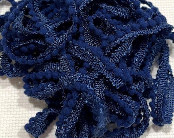 Midnight Mini Pom Pom Trim (MPP-116X) by Vintage NeedleArts ~ hand dyed 2 continuous yards
