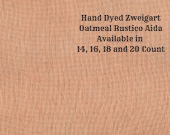 Peach Melba Rustic Aida (OR-DDA-76) ~ Hand Dyed Zweigart Oatmeal Rustico Cross Stitch Fabric from Vintage NeedleArts