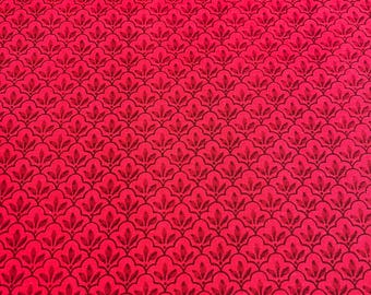 PER YARD ~ Keepsake Calico Scalloped Trellis Red Quilter's Cotton ~ 100% cotton fabric red flower scallop