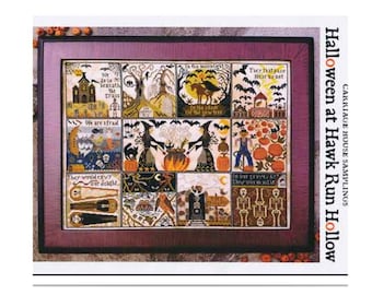 PAPER Cross Stitch Chart - Halloween at Hawk Run Hollow by Carraige House Samplings
