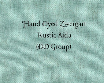 Aqua Rustic Aida (OR-DDA-59) ~ Hand Dyed Zweigart Oatmeal Rustico Cross Stitch Fabric