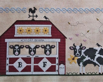 PDF All the Single Ladies Buttonwood Farm Series #4 cross stitch design pattern chart Vintage NeedleArts flower sunflowers cow barn country