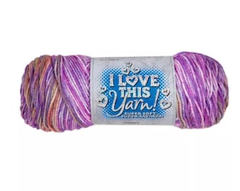 I Love This Yarn! Print (Shocking Violet) ~ super soft machine washable 100% acrylic