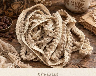 Cafe Au Lait Hand Dyed Mini Pom Pom Trim (MPP-22) ~ 2 continuous yards per package