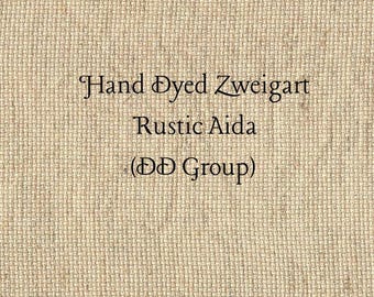 Tangerine Rustic Aida (OR-DDA-53) ~ Hand Dyed Zweigart Oatmeal Rustico Cross Stitch Fabric