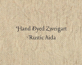 Tangerine Rustic Aida (OR-DDA-53) ~ Hand Dyed Zweigart Oatmeal Rustico Cross Stitch Fabric