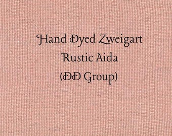 Coral Rustic Aida (OR-DDA-71) ~ Hand Dyed Zweigart Oatmeal Rustico Cross Stitch Fabric