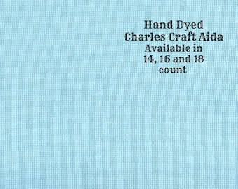 Turquoise Blue Aida (CC-DDA-23) ~ Hand Dyed DMC/Charles Craft Cross Stitch Fabric from Vintage NeedleArts