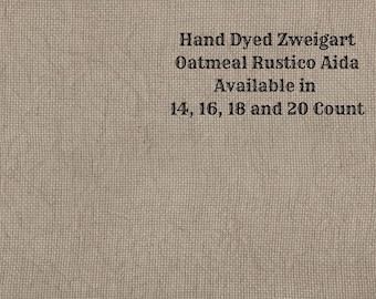 Walnut Rustic Aida (OR-DDA-18) ~ Hand Dyed Zweigart Oatmeal Rustico Cross Stitch Fabric from Vintage NeedleArts