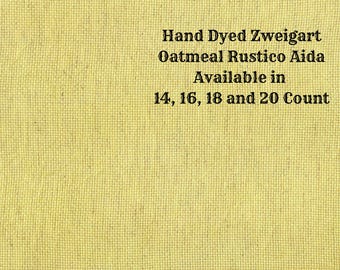 Curry Powder Rustic Aida (OR-DDA-105) ~ Hand Dyed Zweigart Oatmeal Rustico Cross Stitch Fabric from Vintage NeedleArts