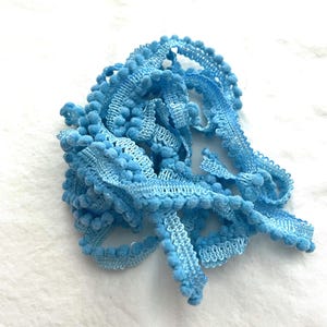 Turquoise Blue Mini Pom Pom Trim (MPP-23) by Vintage NeedleArts ~ hand-dyed 2 continuous yards