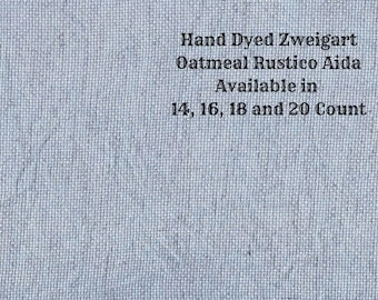 Nantucket Blue Rustic Aida (OR-DDA-26) ~ Hand Dyed Zweigart Oatmeal Rustico Cross Stitch Fabric from Vintage NeedleArts