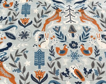 FAT QUARTER ~ Super Snuggle Cotton Flannel Winter Animals on Light Blue ~ 100% cotton 19x21 inches pre-cut