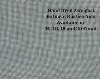 Nantucket Green Rustic Aida (OR-DDA-64) ~ Hand Dyed Zweigart Oatmeal Rustico Cross Stitch Fabric from Vintage NeedleArts