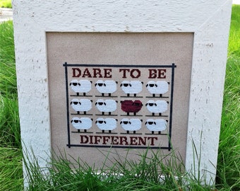 PDF Dare 2 Be Different cross stitch design pattern chart Vintage NeedleArts sheep country