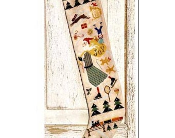 PAPER Cross Stitch Chart- Skating Santa Stocking and Sampler from Kathy Barrick