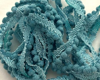 Peacock Mini Pom Pom Trim (MPP-9) by Vintage NeedleArts ~ hand-dyed 2 continuous yards