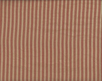 Coffee Dyed Radish Striped Ticking fabric ~ Hand Dyed PKL Studios Everyday Ticking Fabric red