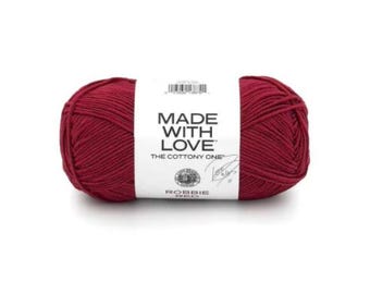 Lion Brand Made with Love: The Cottony One Yarn (Robbie Red) ~ Tom Daley medium weight cotton/acrylic blend machine washable