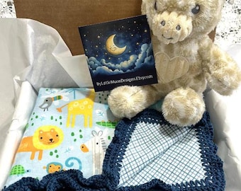 Baby/Toddler Blanket from Little Moon Designs ~ large size double sided with a hand crocheted ruffle edge
