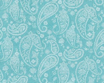 SHORT CUT Paisley Embossed Cotton (Miss Tilly's Teal) ~ Hand Dyed Fabric from Vintage NeedleArts