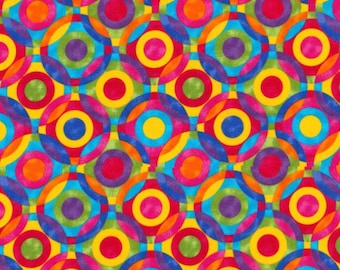 PER YARD ~ Multicolor Geometric Circles ~ 100% cotton sewing quilting fabric