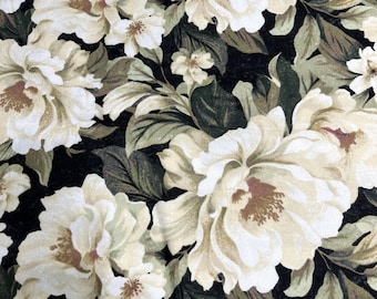 PER YARD ~ Luxe Cotton Flannel Oversized Magnolias Fabric ~ 100% cotton - brushed for softness various pink flowers on gray background