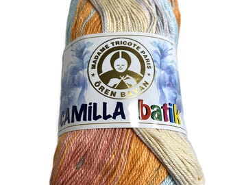 Camilla Cotton Batik Yarn ~ Color # 0112 Multicolored Mercerized Cotton yarn 3 DK - light worsted 100% cotton