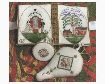 PAPER CHART - Salem Scenes Needlebook, Scissor Keeper & Fob by Gentle Pursuit Designs cross stitch chart design pattern primitive antique