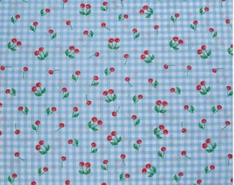 Cherries Gingham Calico Fabric ~ 100% cotton for sewing and quilting