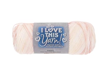 I Love This Yarn! (Fuzzy Slippers) ~ super soft machine washable 100% acrylic variegated pink peach cream