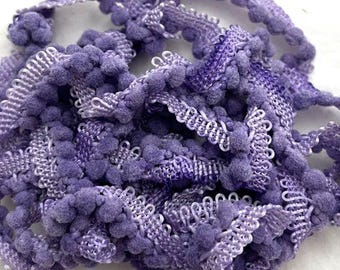 Purple Passion Mini Pom Pom Trim (MPP-29) by Vintage NeedleArts ~ hand-dyed 2 continuous yards