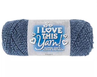 I Love This Yarn Print (Marbled Denim) ~ super soft machine washable 100% acrylic