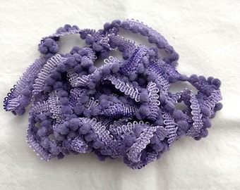 Purple Passion Mini Pom Pom Trim (MPP-29) by Vintage NeedleArts ~ hand-dyed 2 continuous yards