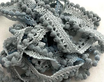 Silver Marlin Mini Pom Pom Trim (MPP-40) by Vintage NeedleArts ~ hand-dyed 2 continuous yards