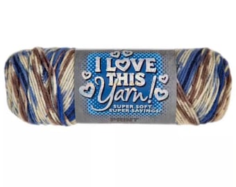 I Love This Yarn Print (Blue Camo Stripe) ~ super soft machine washable 100% acrylic
