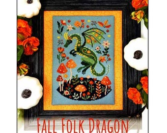 PAPER Cross Stitch Chart - Fall Folk Dragon by Tiny Modernist