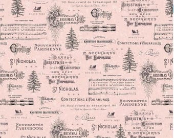 Pink Christmas Magic Typography 8 inch from Blank Quilting/Frank Garcia Collection ~ 100% cotton for sewing/quilting