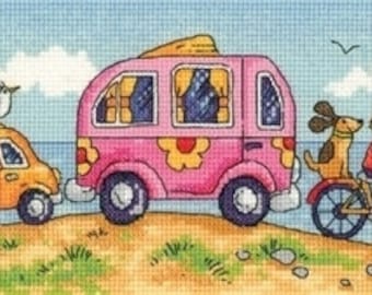 KIT - Are We There Yet? counted cross stitch kit from Heritage Crafts - By the Sea by Karen Carter