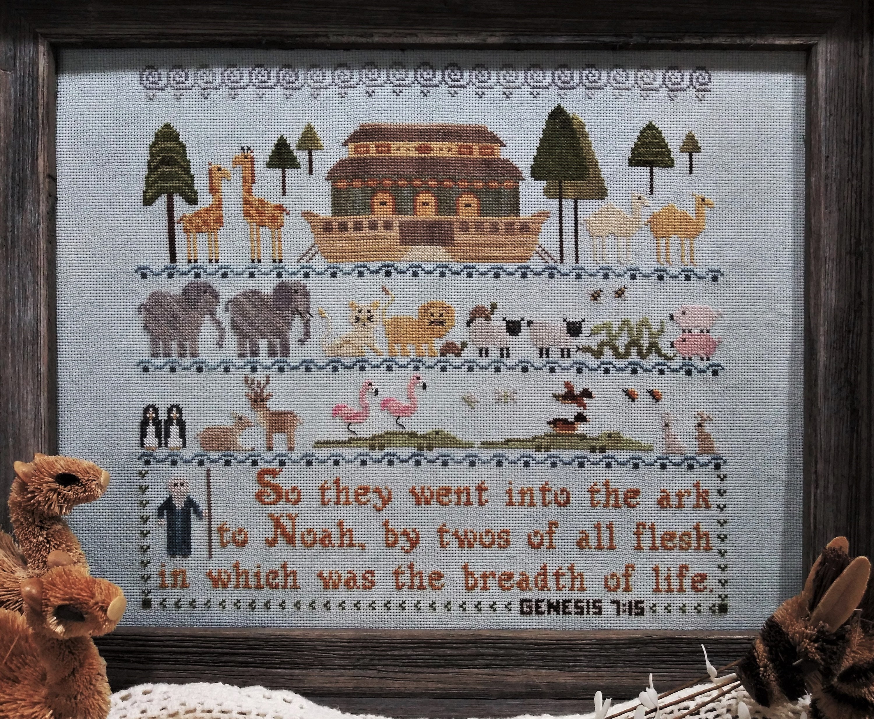 Noah's Ark is a colorful and contemporary needlepoint Christmas stocking kit  by Jolly Red. – Needlepoint For Fun