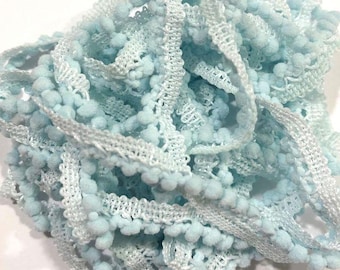 Sky Mini Pom Pom Trim (MPP-62) by Vintage NeedleArts ~ hand-dyed 2 continuous yards