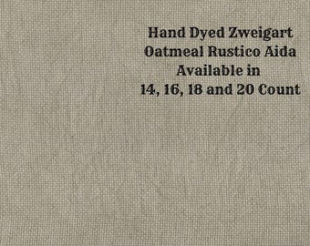 Swampy Rustic Aida (OR-DDA-103) ~ Hand Dyed Zweigart Oatmeal Rustico Cross Stitch Fabric from Vintage NeedleArts