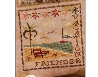 PAPER Cross Stitch Chart - Travel Together #6 Vacation & Friends from Jeannette Douglas Designs