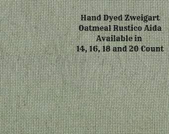 Sherwood Forest Rustic Aida (OR-DDA-24) ~ Hand Dyed Zweigart Oatmeal Rustico Cross Stitch Fabric from Vintage NeedleArts