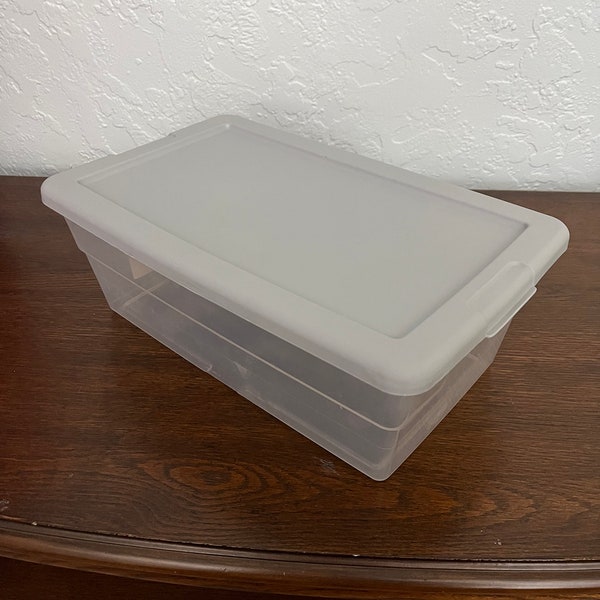 Sterilite Plastic Storage Bin with Gray Lid ~ 6 Qt. shoe box size w/ locking lid perfect for craft storage  *Listing is for ONE box with lid